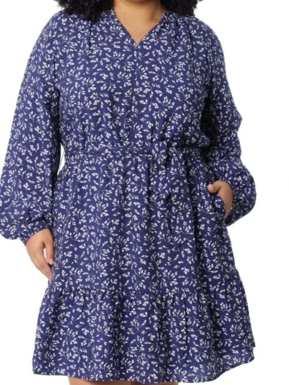 Draper James Navy Dress with White Leaf Print XXL
